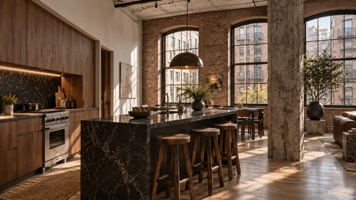 SoHo Loft kitchen and dining area