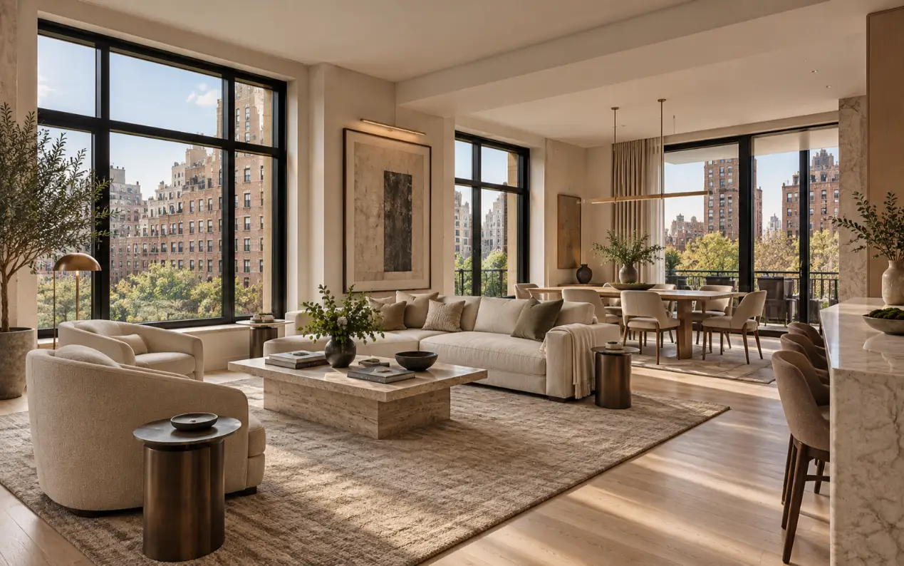 The Astor apartment living space